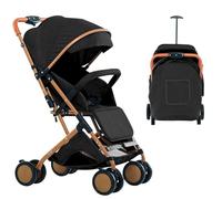 Canne Cochecito 0-6 años, 0-35 kg, cochecito ligero y compacto, posición extendida, respaldo para tumbona, ligero y práctico, bolsa de transporte, toldo extra grande (B, negro)