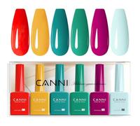 CANNI Esmaltes Semipermanentes de Uñas en Gel 6 Color Amarillo Verde Rojo Azul Púrpura con Brillo Gel Nail Polish Esmalte Uñas Valentín Kit Uñas Semipermanentes Pintauñas