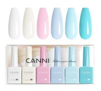 CANNI Esmaltes Semipermanentes de Uñas en Gel 6 Color | Brillo Blanco Rosa Azul Verde UV Gel Kit Gel Nail Polish Esmalte Uñas Valentín Kit Uñas Semipermanentes Pintauñas Set