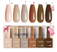 CANNI Esmaltes Semipermanentes de Uñas en Gel 6 Color | marrón rosa nude pink browm UV Gel Kit Gel Nail Polish Esmalte Uñas Valentín Kit Uñas Semipermanentes Pintauñas Set