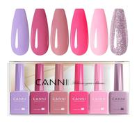 CANNI Esmaltes Semipermanentes de Uñas en Gel 6 Color Púrpura Rosa Beige Marrón Nude con Brillo con Brillo Gel Nail Polish Esmalte Uñas Valentín Kit Uñas Semipermanentes Pintauñas