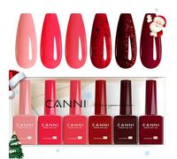 CANNI Esmaltes Semipermanentes de Uñas en Gel 6 Color | rojo oscuro rosa purpura brillante UV Gel Kit Gel Nail Polish Esmalte Uñas Valentín Kit Uñas Semipermanentes Set Pintauñas