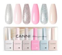 CANNI Esmaltes Semipermanentes de Uñas en Gel 6 Color | Rosa Púrpura Azul Gris Beige con Brillo con Brillo Gel Nail Polish Esmalte Uñas Valentín Kit Uñas Semipermanentes Pintauñas