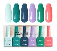 CANNI Esmaltes Semipermanentes de Uñas en Gel 6 Color Rosa Púrpura Azul Gris Beige Verde Azulado con Brillo Gel Nail Polish Esmalte Uñas Valentín Kit Uñas Semipermanentes Pintauñas