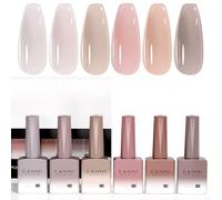 CANNI Esmaltes Semipermanentes de Uñas en Gel 6 Color | Transparente Nude Gris Marrón Púrpura UV Gel Kit Gel Nail Polish Esmalte Uñas Valentín Kit Uñas Semipermanentes Set Pintauñas