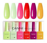 CANNI Esmaltes Semipermanentes de Uñas en Gel 6 Color | Verde Amarillo Púrpura Rosa Amarillo Marrón con Brillo Gel Nail Polish Esmalte Uñas Valentín Kit Uñas Pintauñas