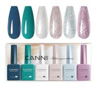 CANNI Esmaltes Semipermanentes de Uñas en Gel 6 Color Verde Azulado Verde Azul Gris Rosa Púrpura con Brillo con Brillo Gel Nail Polish Esmalte Uñas Valentín Kit Uñas Semipermanentes Pintauñas