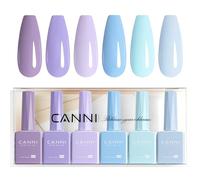 CANNI Esmaltes Semipermanentes de Uñas en Gel 6 Color | violeta oscuro azul azul claro UV Gel Kit Gel Nail Polish Esmalte Uñas Valentín Kit Uñas Semipermanentes Set Pintauñas