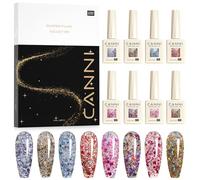 CANNI Esmaltes Semipermanentes de Uñas en Gel 8 Color brillantina azul violeta marrón rojo UV Gel Kit Gel Nail Polish Esmalte Uñas Valentín Kit Uñas Semipermanentes Set Para Principiantes Manicura