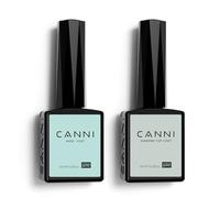 CANNI Top Coat Base Coat Semipermanente Esmalte Semipermanente de Uñas en Gel UV LED Kit de Manicura Soak off para Uñas 9ml X 2