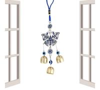 - Canno Amuleto Azul Turco | Glass Evil Eye Wind Chimes Decoration BLU Evvil Eyye Wall Y Coche Suspendido Decoración para Protección Interior Al Aire Libre Equilibrio Espiritual