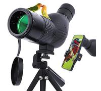 Cannocchiale con Treppiede, Borsa per il Trasporto e Adattatore per Smartphone, FMC Ottica Bak4 Prisma Telescopio Spotting Scope con Smartphone Adapter per Tiro a Segno Birdwatching Caccia (Black)