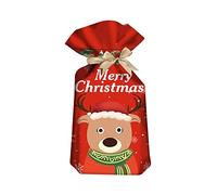 CANNXI 10 bolsas de plástico de Navidad para caramelos, paquete de regalo con cordón