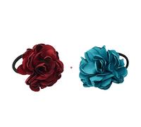 CANNXI 2 lazos elásticos para el pelo de flores grandes, coloridas, hechas a mano, elásticos, para coleta, regalo para mujeres y niñas