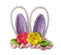 CANNXI Bonita horquilla de lana de punto para bebé con orejas de dibujos animados, elegantes perlas con cuentas en forma de oreja para niñas
