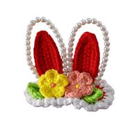 CANNXI Bonita horquilla de lana de punto para bebé con orejas de dibujos animados, elegantes perlas con cuentas en forma de oreja para niñas