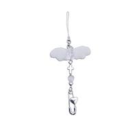 CANNXI Cordón para teléfono con borlas de alas de ángel blanco para mujer, bonito colgante de concha de teléfono, accesorios de decoración
