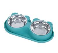 CANNXI Cuencos para mascotas, dispensador de agua para comida y agua para mascotas, para adorable oso para forma de cabeza, 4 colores, 2 en 1, comedero para perros de acero inoxidable