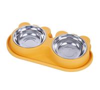 CANNXI Cuencos para mascotas, dispensador de agua para comida y agua para mascotas, para adorable oso para forma de cabeza, 4 colores, 2 en 1, comedero para perros de acero inoxidable