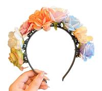 CANNXI Diadema de flores coloridas, accesorio bohemio para el pelo, para cosplay, clip para el pelo, flores hawaianas, coronas, diadema para niñas