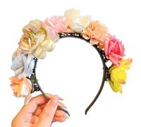 CANNXI Diadema de flores coloridas, accesorio bohemio para el pelo, para cosplay, clip para el pelo, flores hawaianas, coronas, diadema para niñas