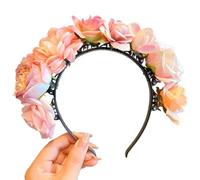 CANNXI Diadema de flores coloridas, accesorio bohemio para el pelo, para cosplay, clip para el pelo, flores hawaianas, coronas, diadema para niñas