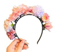 CANNXI Diadema de flores coloridas, accesorio bohemio para el pelo, para cosplay, clip para el pelo, flores hawaianas, coronas, diadema para niñas