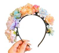 CANNXI Diadema de flores coloridas, accesorio bohemio para el pelo, para cosplay, clip para el pelo, flores hawaianas, coronas, diadema para niñas