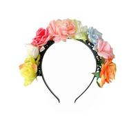 CANNXI Diadema de flores coloridas, accesorio bohemio para el pelo, para cosplay, clip para el pelo, flores hawaianas, coronas, diadema para niñas