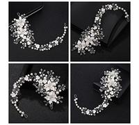 CANNXI Diadema de moda con forma de flor de perla, cadena de pelo suave, exquisita diadema para novia, dama de honor para esposas y novias