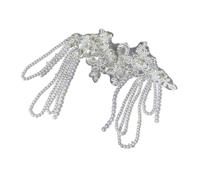 CANNXI Elegante clip de encaje para el pelo, hermosa diadema con cuentas, adorno de encaje para peinados de boda y fiesta