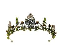 CANNXI Elegante corona de flores con diamantes de imitación del bosque, sofisticada corona de flores con detalles de diamante, elegante decoración para la cabeza