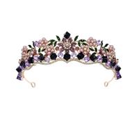 CANNXI Elegante corona de flores con diamantes de imitación del bosque, sofisticada corona de flores con detalles de diamante, elegante decoración para la cabeza