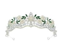 CANNXI Elegante corona de flores con diamantes de imitación del bosque, sofisticada corona de flores con detalles de diamante, elegante decoración para la cabeza