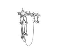 CANNXI Exquisita pinza de pelo con estrella de cristal brillante para mujeres y niñas, elegante cadena para el pelo
