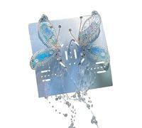 CANNXI Horquilla de cristal con flecos de mariposa y clip lateral delicado para novia, boda, elegante horquilla de mariposa