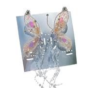 CANNXI Horquilla de cristal con flecos de mariposa y clip lateral delicado para novia, boda, elegante horquilla de mariposa