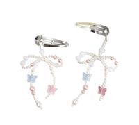 CANNXI Horquilla de pelo con lazo de perlas para mujer, horquillas de estilo francés, clip lateral para niñas, accesorios para el pelo