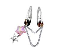 CANNXI Horquilla para el pelo con colgante de cadena de estrellas con decoración de pentastar, pasador colorido para el pelo para niñas