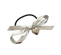 CANNXI Loves - Anillos para el pelo con forma de corazón, con lazo plateado, sin costuras, suave, elástico, para adultos y niños