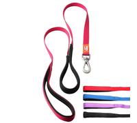 Canny Correa | Correa resistente para perro | Perfecta para perros pequeños, medianos y grandes | Correa con asa, agarre acolchado y clip seguro | Longitud 4 pies, ancho 5/8 pulgadas, rojo