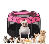 Caño para cachorros plegable, parque para cachorros para interior, parque para perros, portátil, valla para perros, para interiores, conejos, gatos, gatos, perros, conejos, 114 x 114 x 58 cm (rojo