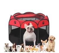 Caño para cachorros plegable, parque para cachorros para interior, parque para perros, portátil, valla para perros, para interior, conejos, gatos, gatos, perros, conejos, 114 x 114 x 58 cm (rojo)