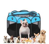 Caño para cachorros plegable, parque para cachorros para interior, parque para perros, portátil, valla para perros, para interiores, conejos, gatos, gatos, perros, conejos, 114 x 114 x 58 cm (azul)