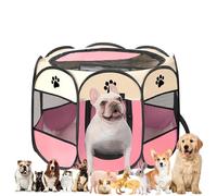 Caño para cachorros plegable, parque para cachorros para interior, parque para perros, portátil, valla para perros, para interiores, conejos, gatos, gatos, perros, conejos, 114 x 114 x 58 cm (rosa)