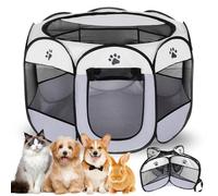 Caño para cachorros y perros, plegable, 74 x 74 x 43 cm, parque para cachorros y gatos, cercado para animales pequeños para el hogar, parque para perros, gatos, conejos, interior y exterior (gris)