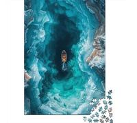 Canoa Explorando Mar Azul Profundo Puzzle de 1000 Piezas Papel para Adultos Vista Oceánica Misteriosa Juego de Puzzle 1000 Piezas Decoración Hogar Regalo 52x38cm/1000pcs