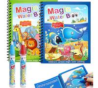 Canollo Libro de colorear de agua de 2 piezas con 2 lápices de agua para niños, reutilizable Aqua Doodle Baby Libro para colorear Water Wwow, libro para colorear agua a partir de 2 años, libro mágico