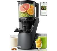 Canoly Exprimidor con orificio de llenado extra grande de 150 mm, colador 3 en 1 (para jugo, sorbete y leche de nueces), volumen de llenado de 2,6 L, exprimidor lento con motor de CA, sistema