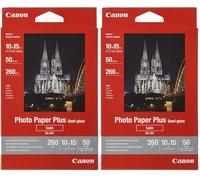 Canon 1686B015 - Papel fotográfico semi brillante, acabado satinado, 10 x 15 cm, 50 hojas (Paquete de 2)